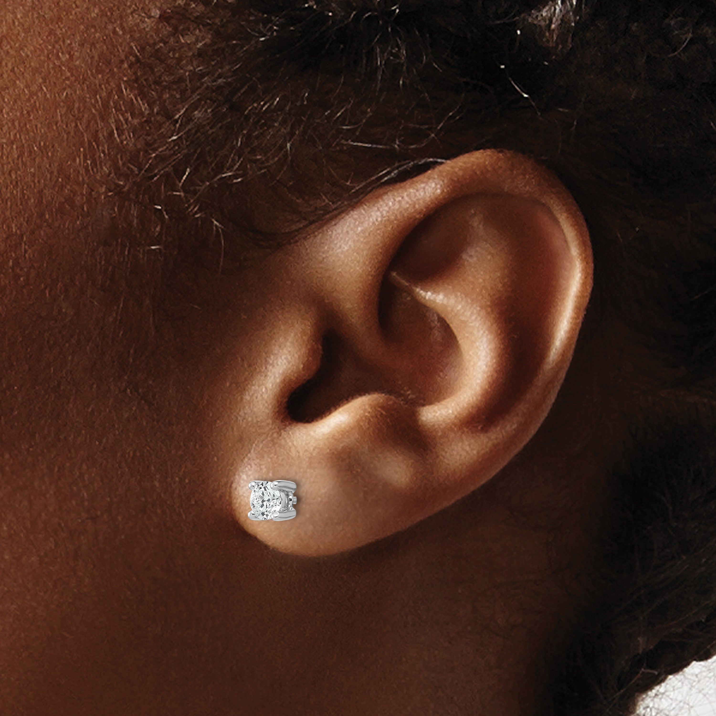 14K White Gold 1/2 Ctw Certified Lab Grown Diamond Vs+ F+ Round 4 Prong Heavy Wt. Stud Earrings