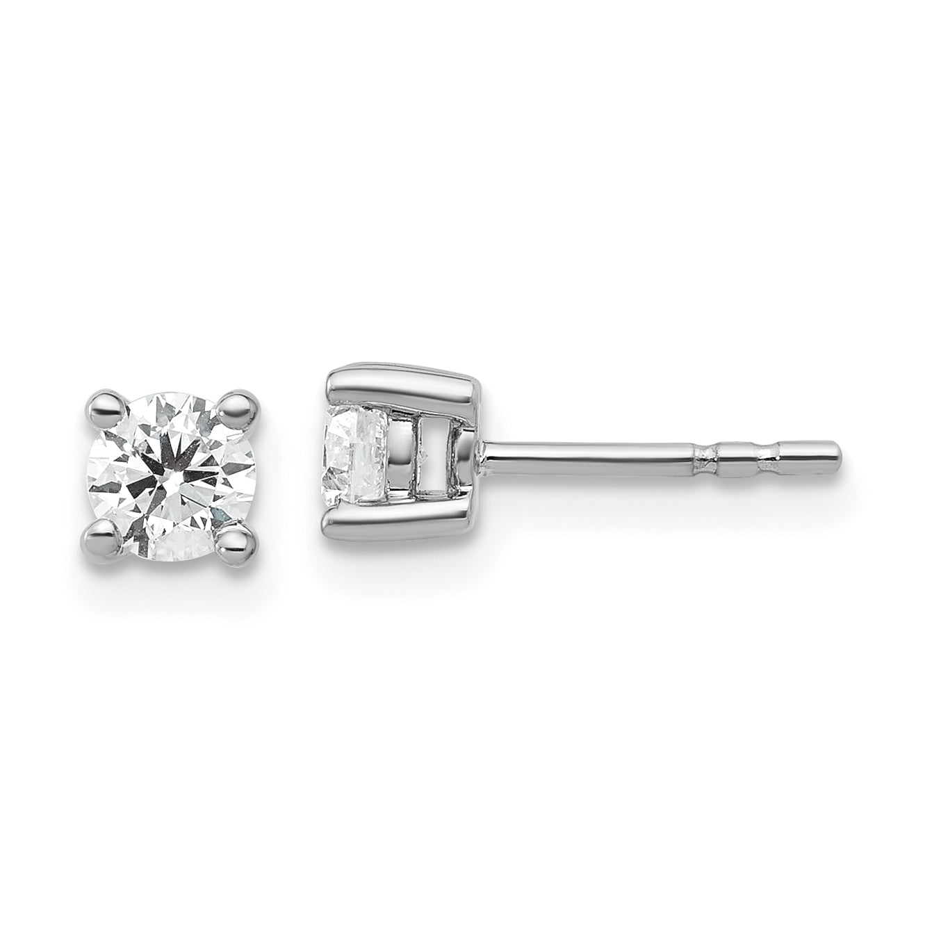 14K White Gold 1/2 Ctw Certified Lab Grown Diamond Vs+ F+ Round 4 Prong Heavy Wt. Stud Earrings