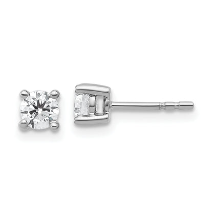 14K White Gold 1/2 Ctw Certified Lab Grown Diamond Vs+ F+ Round 4 Prong Heavy Wt. Stud Earrings