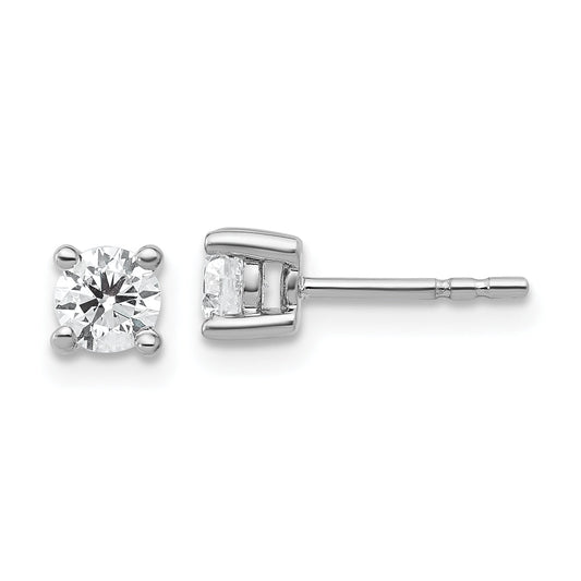 14K White Gold 1/2 Ctw Certified Lab Grown Diamond Vs+ F+ Round 4 Prong Heavy Wt. Stud Earrings