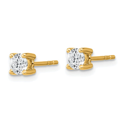 14K Yellow Gold 1/2 Ctw Certified Lab Grown Diamond Vs+ F+ Round 4 Prong Heavy Wt. Stud Earrings