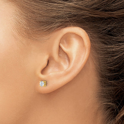 14K Yellow Gold 1/2 Ctw Certified Lab Grown Diamond Vs+ F+ Round 4 Prong Heavy Wt. Stud Earrings