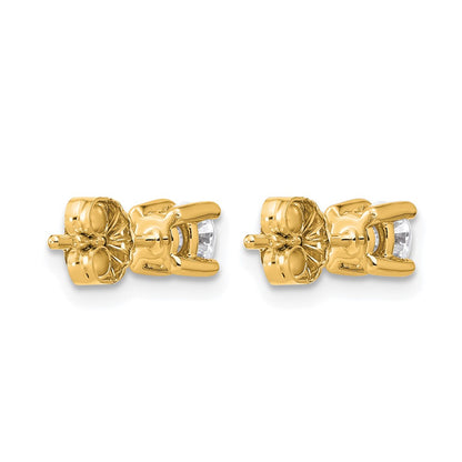 14K Yellow Gold 1/2 Ctw Certified Lab Grown Diamond Vs+ F+ Round 4 Prong Heavy Wt. Stud Earrings