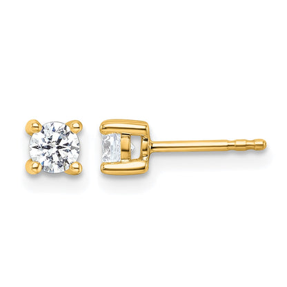 14k Yellow Gold 1/2 ctw Lab Grown Diamond VS/SI+ G+ Round 4 Prong Heavy Wt. Stud Earrings