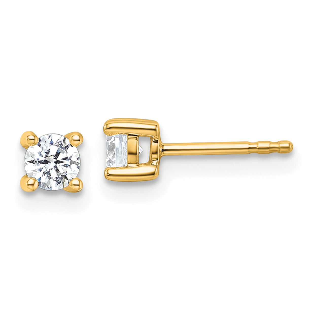 14K Yellow Gold 1/2 Ctw Certified Lab Grown Diamond Vs+ F+ Round 4 Prong Heavy Wt. Stud Earrings