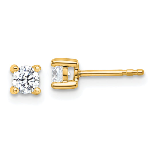14K Yellow Gold 1/2 Ctw Certified Lab Grown Diamond Vs+ F+ Round 4 Prong Heavy Wt. Stud Earrings