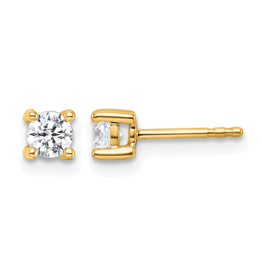 14K Yellow Gold 1/2 Ctw Certified Lab Grown Diamond Vs+ F+ Round 4 Prong Heavy Wt. Stud Earrings