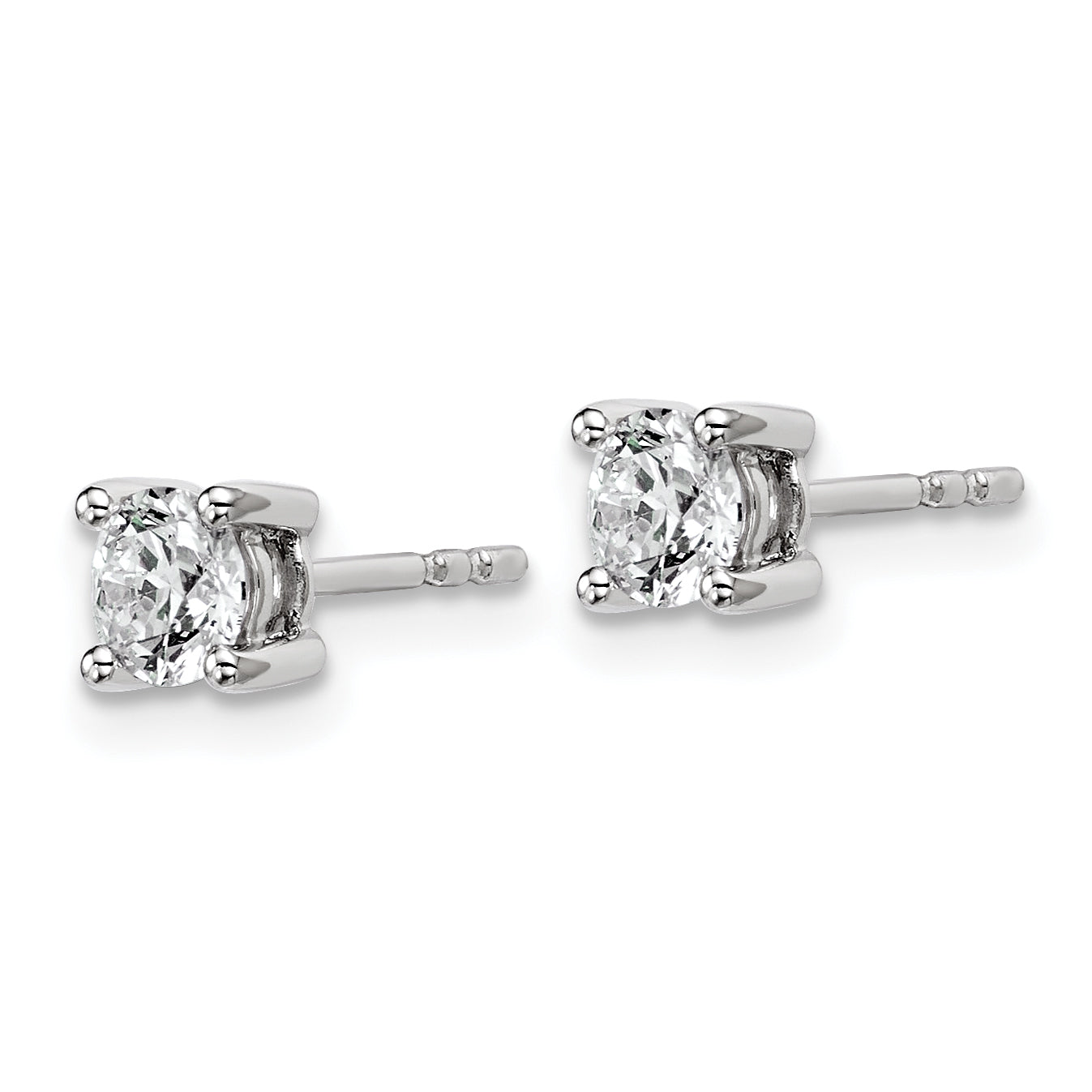 14K White Gold 2/3 Ctw Lab Grown Diamond Vs+ F+ Round 4 Prong Heavy Wt. Stud Earrings