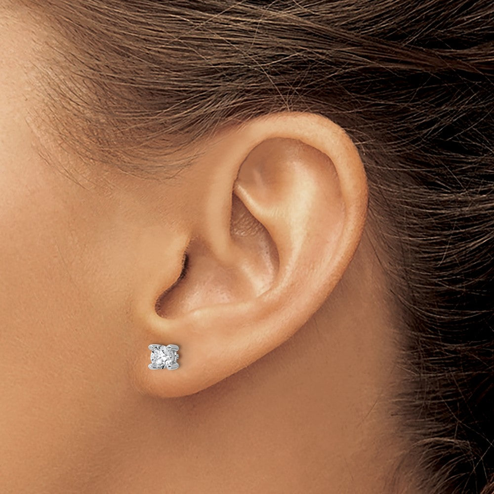 14K White Gold 2/3 Ctw Certified Lab Grown Diamond Vs+ F+ Round 4 Prong Heavy Wt. Stud Earrings