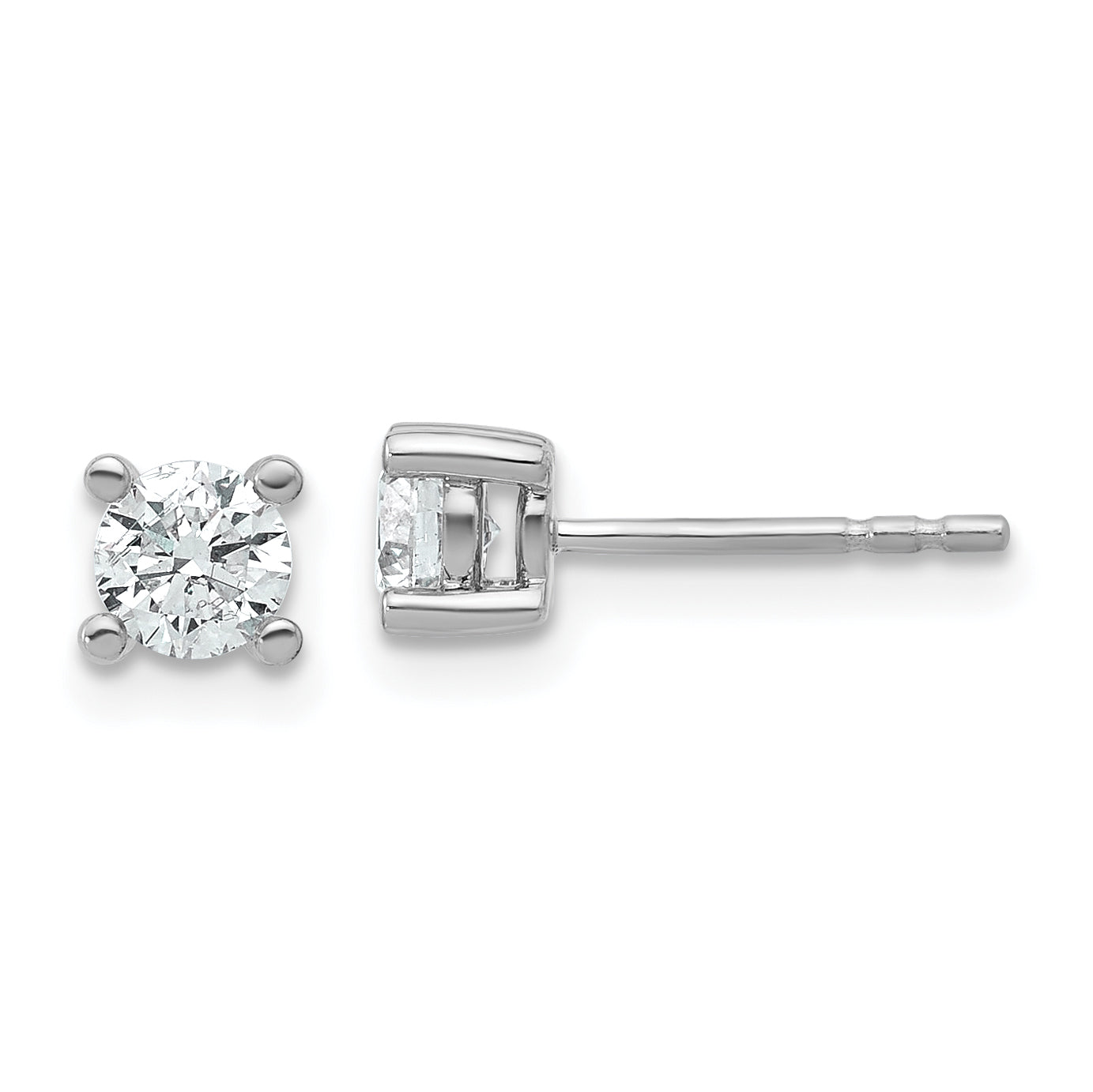 14K White Gold 2/3 Ctw Lab Grown Diamond Vs+ F+ Round 4 Prong Heavy Wt. Stud Earrings