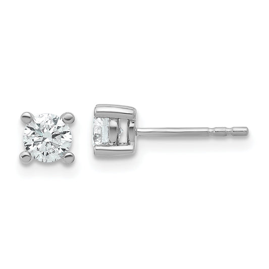 14K White Gold 2/3 Ctw Lab Grown Diamond Vs+ F+ Round 4 Prong Heavy Wt. Stud Earrings