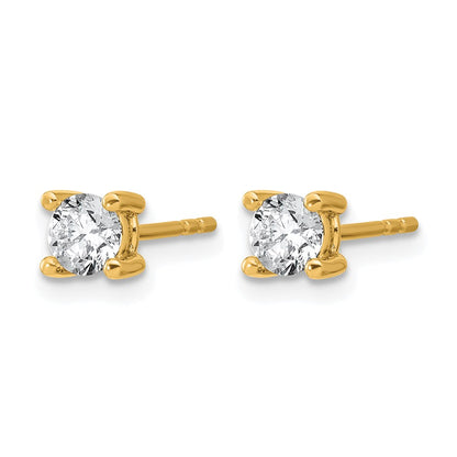14K Yellow Gold 2/3 Ctw Certified Lab Grown Diamond Vs+ F+ Round 4 Prong Heavy Wt. Stud Earrings