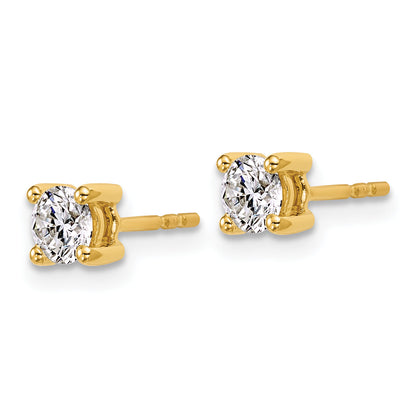 14K Yellow Gold 2/3 Ctw Certified Lab Grown Diamond Vs+ F+ Round 4 Prong Heavy Wt. Stud Earrings