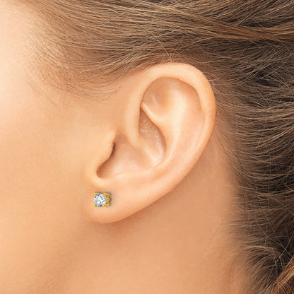 14K Yellow Gold 2/3 Ctw Certified Lab Grown Diamond Vs+ F+ Round 4 Prong Heavy Wt. Stud Earrings