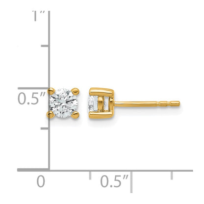 14K Yellow Gold 2/3 Ctw Lab Grown Diamond Vs+ F+ Round 4 Prong Heavy Wt. Stud Earrings