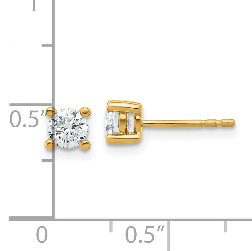 14K Yellow Gold 2/3 Ctw Certified Lab Grown Diamond Vs+ F+ Round 4 Prong Heavy Wt. Stud Earrings