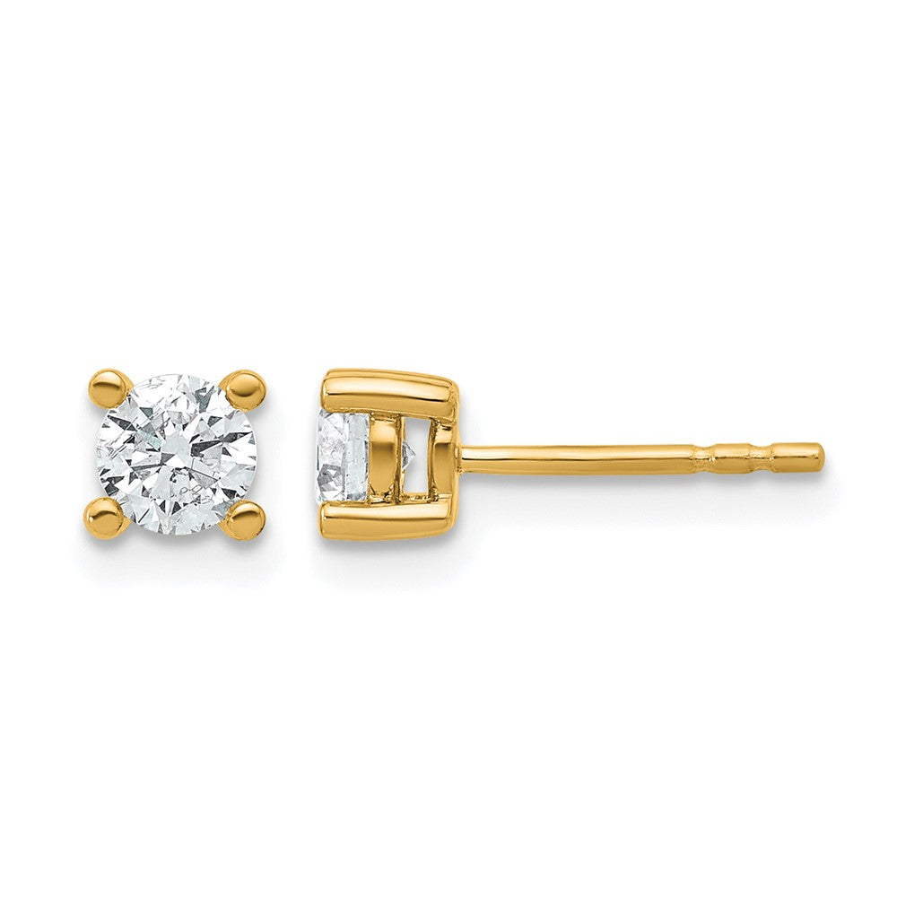 14k Yellow Gold 2/3 ctw Certified Lab Grown Diamond VS/SI+ G+ Round 4 Prong Heavy Wt. Stud Earrings