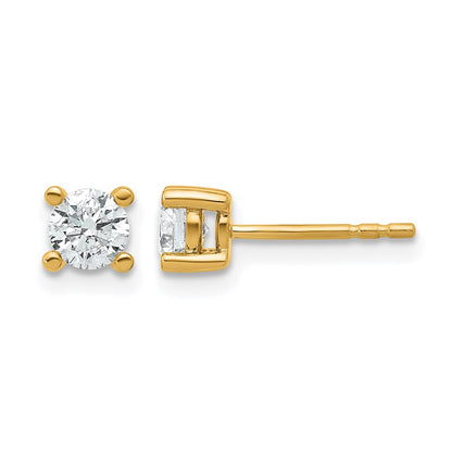 14K Yellow Gold 2/3 Ctw Certified Lab Grown Diamond Vs+ F+ Round 4 Prong Heavy Wt. Stud Earrings