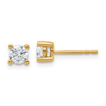 14K Yellow Gold 2/3 Ctw Certified Lab Grown Diamond Vs+ F+ Round 4 Prong Heavy Wt. Stud Earrings