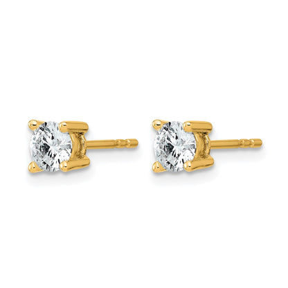 14k Yellow Gold 3/4 ctw Lab Grown Diamond VS/SI+ G+ Round 4 Prong Heavy Wt. Stud Earrings