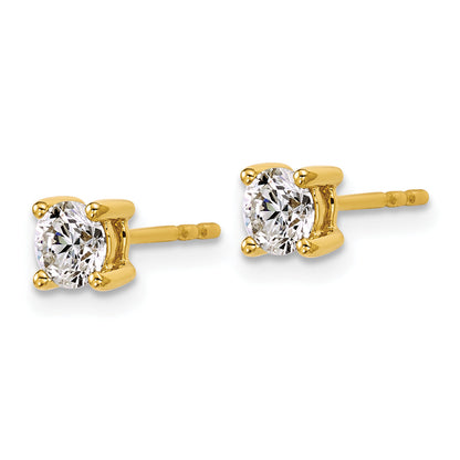 14K Yellow Gold 3/4 Ctw Lab Grown Diamond Vs+ F+ Round 4 Prong Heavy Wt. Stud Earrings