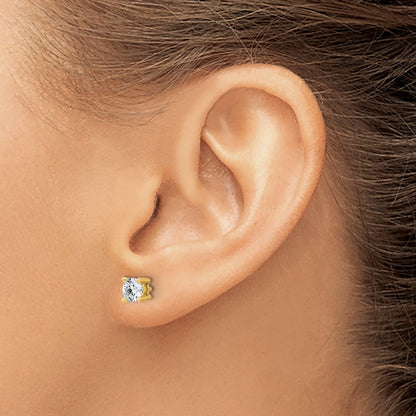 14K Yellow Gold 3/4 Ctw Lab Grown Diamond Vs+ F+ Round 4 Prong Heavy Wt. Stud Earrings