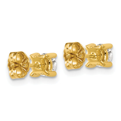 14K Yellow Gold 3/4 Ctw Lab Grown Diamond Vs+ F+ Round 4 Prong Heavy Wt. Stud Earrings