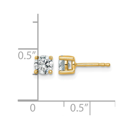 14k Yellow Gold 3/4 ct Certified Lab Grown Diamond VS/SI+ G+ Round Four Prong Stud Post Earrings