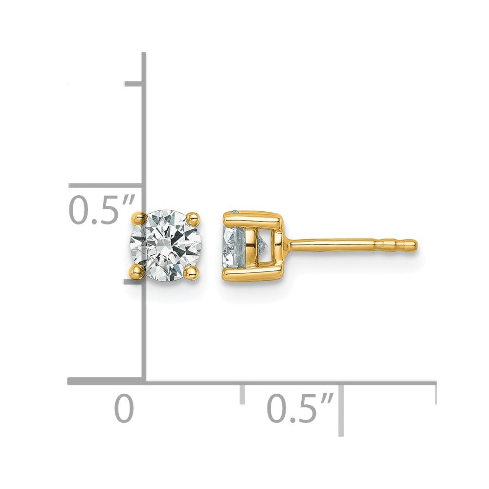 14K Yellow Gold 3/4 Ctw Certified Lab Grown Diamond Vs+ F+ Round 4 Prong Heavy Wt. Stud Earrings