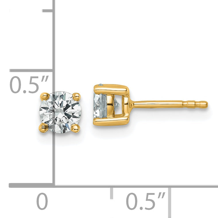 14K Yellow Gold 3/4 Ctw Lab Grown Diamond Vs+ F+ Round 4 Prong Heavy Wt. Stud Earrings