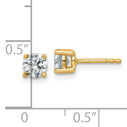 14K Yellow Gold 3/4 Ctw Lab Grown Diamond Vs+ F+ Round 4 Prong Heavy Wt. Stud Earrings