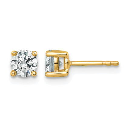 14K Yellow Gold 3/4 Ctw Lab Grown Diamond Vs+ F+ Round 4 Prong Heavy Wt. Stud Earrings