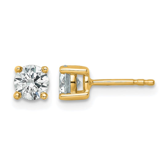 14K Yellow Gold 3/4 Ctw Lab Grown Diamond Vs+ F+ Round 4 Prong Heavy Wt. Stud Earrings