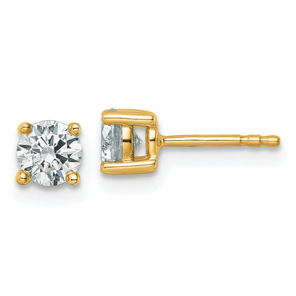 14K Yellow Gold 3/4 Ctw Lab Grown Diamond Vs+ F+ Round 4 Prong Heavy Wt. Stud Earrings