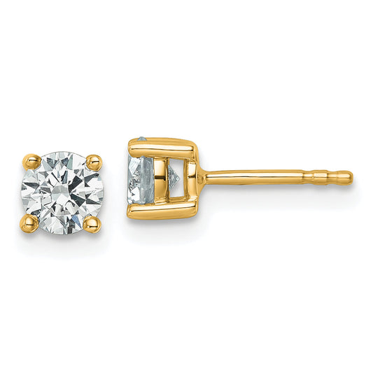 14K Yellow Gold 3/4 Ctw Lab Grown Diamond Vs+ F+ Round 4 Prong Heavy Wt. Stud Earrings