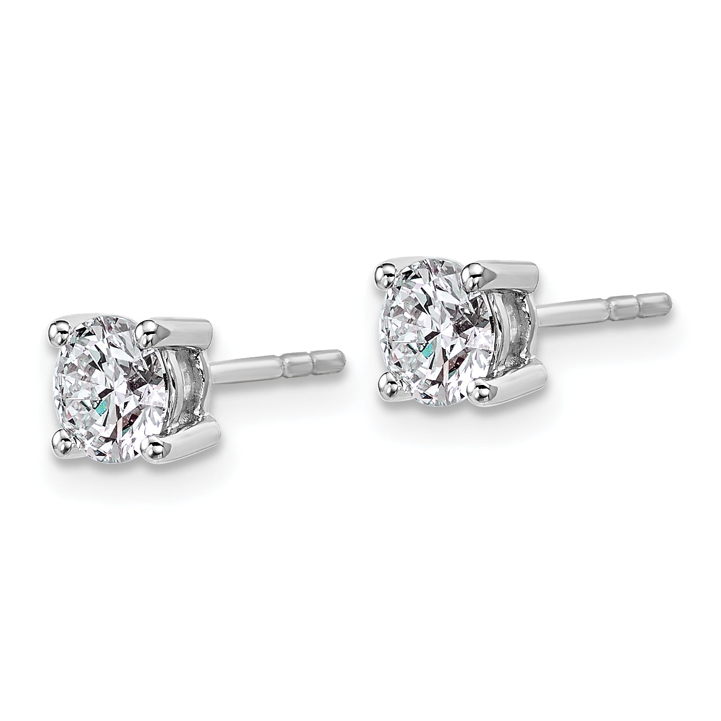14K White Gold 1 Ctw Lab Grown Diamond Vs+ F+ Round 4 Prong Heavy Wt. Stud Earrings