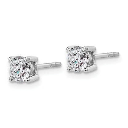 14K White Gold 1 Ctw Lab Grown Diamond Vs+ F+ Round 4 Prong Heavy Wt. Stud Earrings