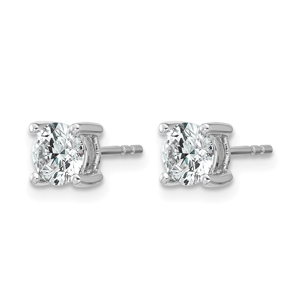 14K White Gold 1 Ctw Certified Lab Grown Diamond Vs+ F+ Round 4 Prong Heavy Wt. Stud Earrings