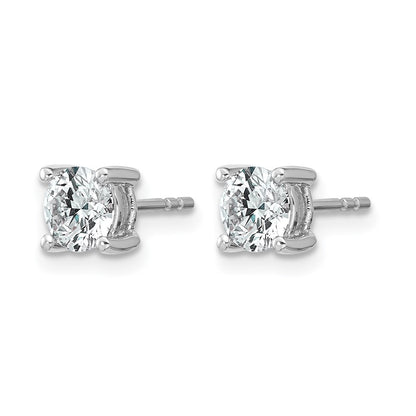 14K White Gold 1 Ctw Certified Lab Grown Diamond Vs+ F+ Round 4 Prong Heavy Wt. Stud Earrings