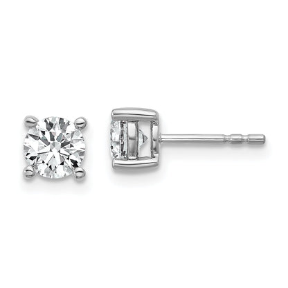 14K White Gold 1 Ctw Lab Grown Diamond Vs+ F+ Round 4 Prong Heavy Wt. Stud Earrings