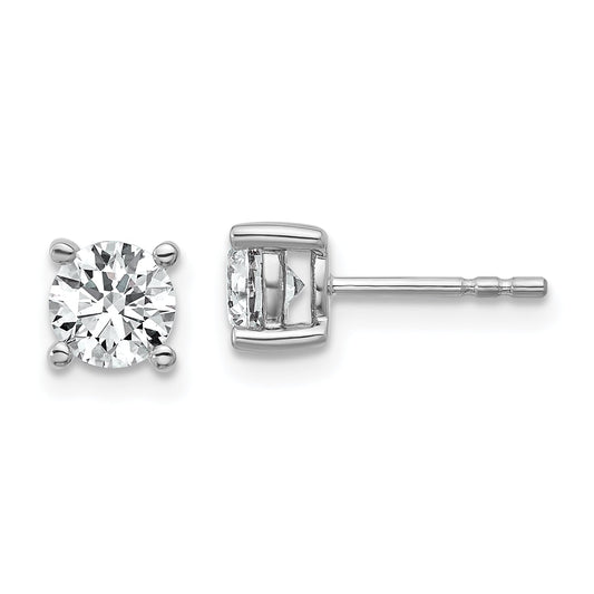 14K White Gold 1 Ctw Lab Grown Diamond Vs+ F+ Round 4 Prong Heavy Wt. Stud Earrings