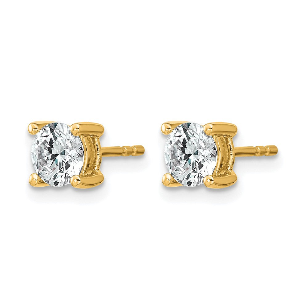 14k Yellow Gold 1 ctw Certified Lab Grown Diamond VS/SI+ G+ Round 4 Prong Heavy Wt. Stud Earrings