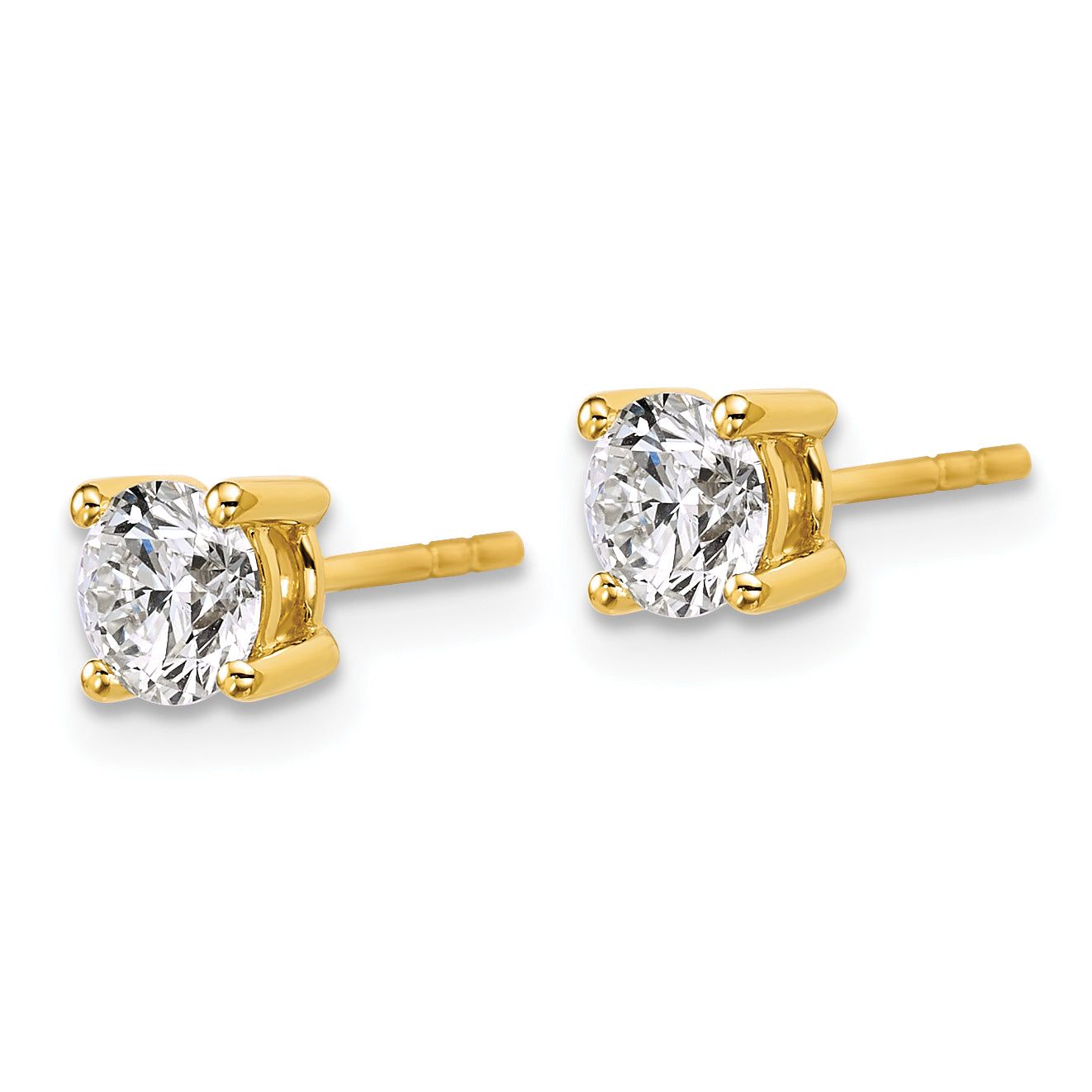 14K Yellow Gold 1 Ctw Lab Grown Diamond Vs+ F+ Round 4 Prong Heavy Wt. Stud Earrings
