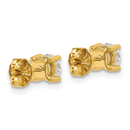 14K Yellow Gold 1 Ctw Lab Grown Diamond Vs+ F+ Round 4 Prong Heavy Wt. Stud Earrings