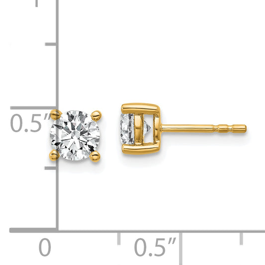 14k Yellow Gold 1 ctw Lab Grown Diamond VS/SI+ G+ Round 4 Prong Heavy Wt. Stud Earrings