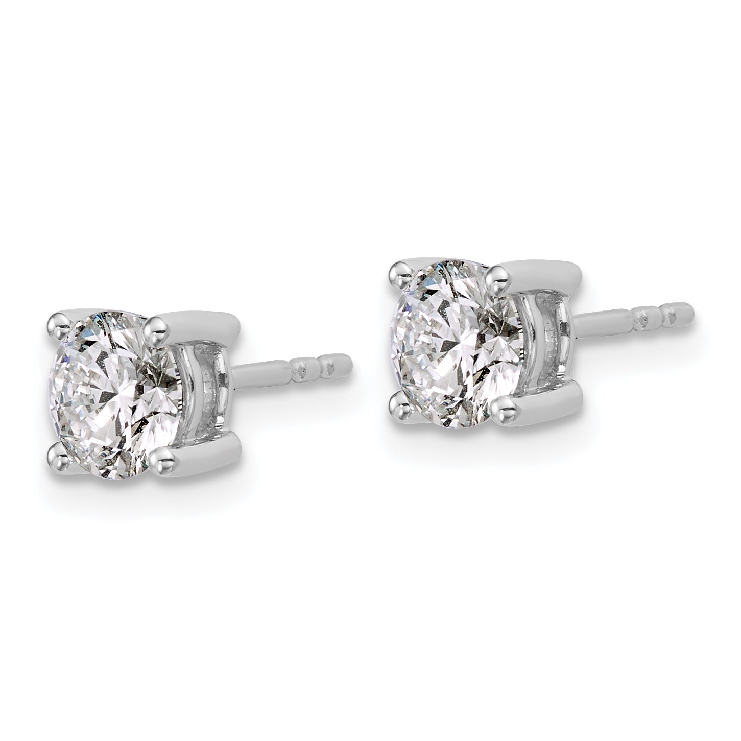 14K White Gold 1 3/4 Ctw Lab Grown Diamond Vs+ F+ Round 4 Prong Heavy Wt. Stud Earrings