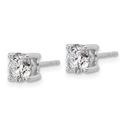 14K White Gold 1 3/4 Ctw Lab Grown Diamond Vs+ F+ Round 4 Prong Heavy Wt. Stud Earrings