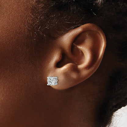 14K White Gold 1 3/4 Ctw Lab Grown Diamond Vs+ F+ Round 4 Prong Heavy Wt. Stud Earrings