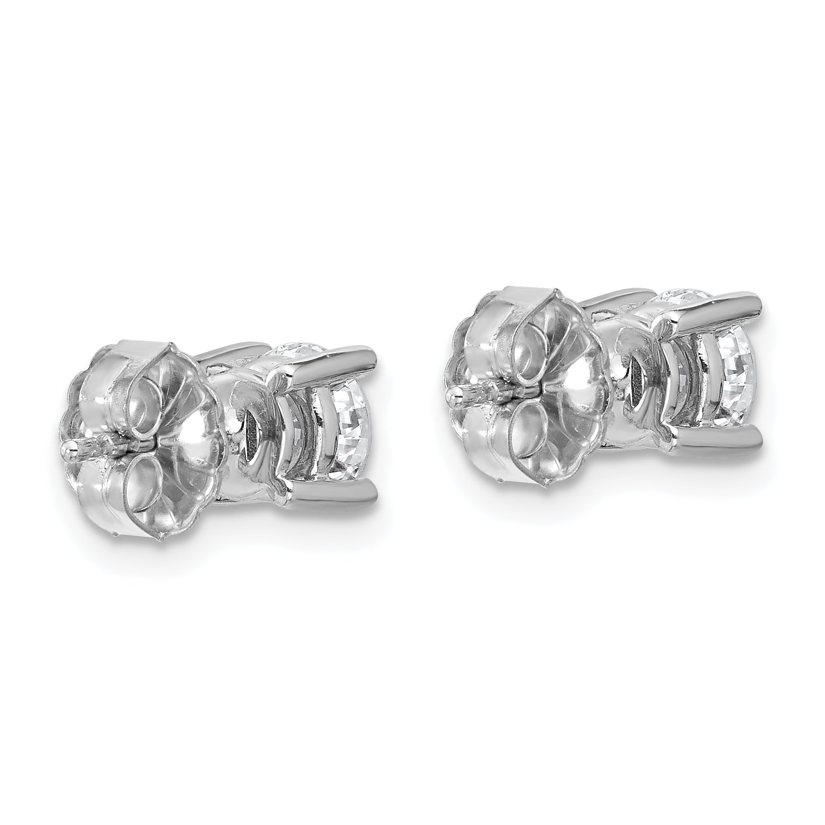 14k White Gold 1 1/2 ctw Lab Grown Diamond VS/SI+ G+ Round 4 Prong Heavy Wt. Stud Earrings