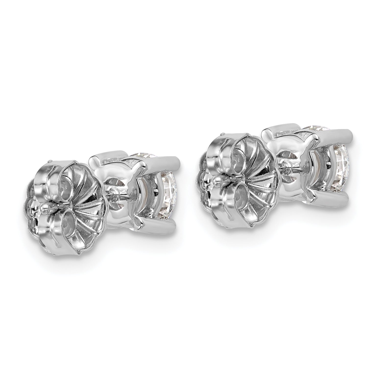 14K White Gold 1 3/4 Ctw Lab Grown Diamond Vs+ F+ Round 4 Prong Heavy Wt. Stud Earrings